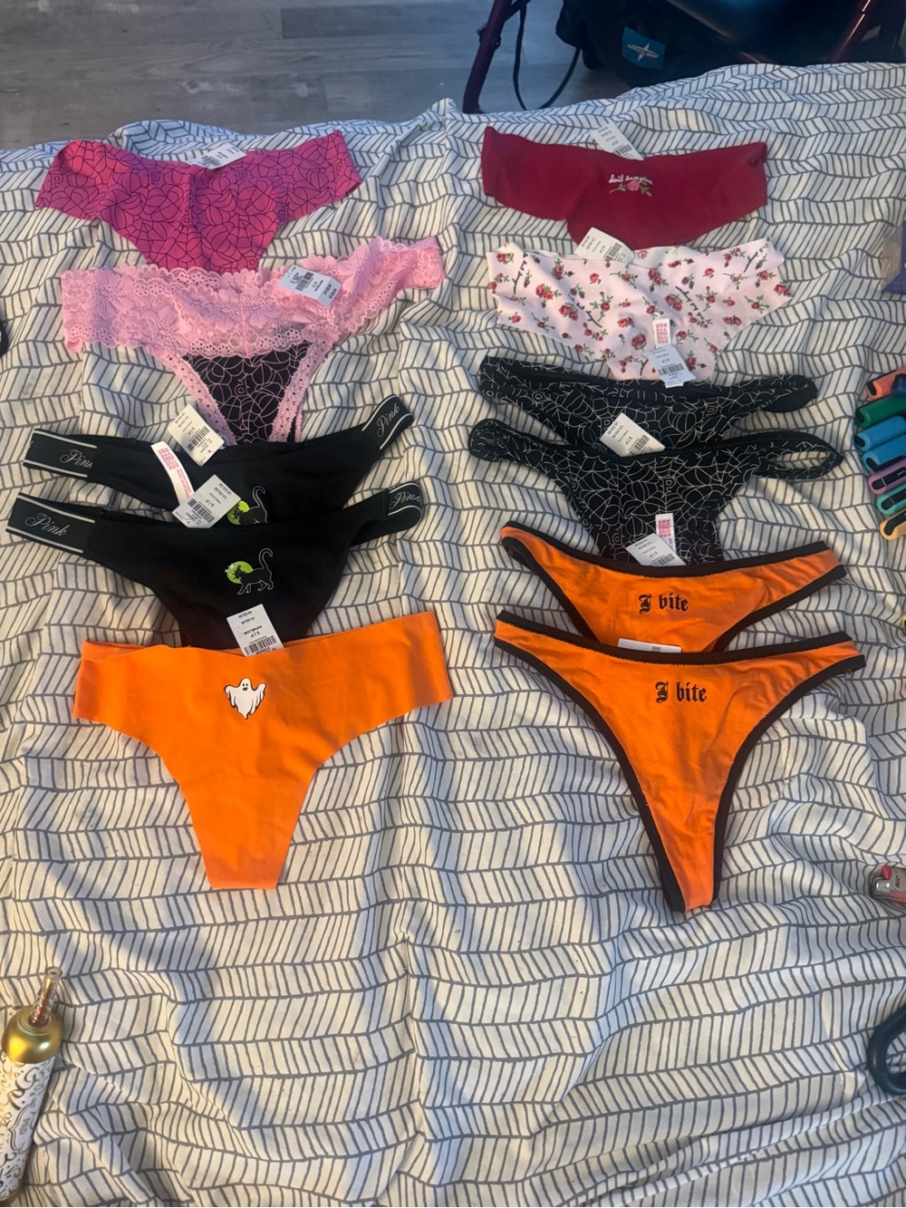 PINK Victoria's Secret Halloween Bikini Thong Pack — Orange, Black, Pink & Red